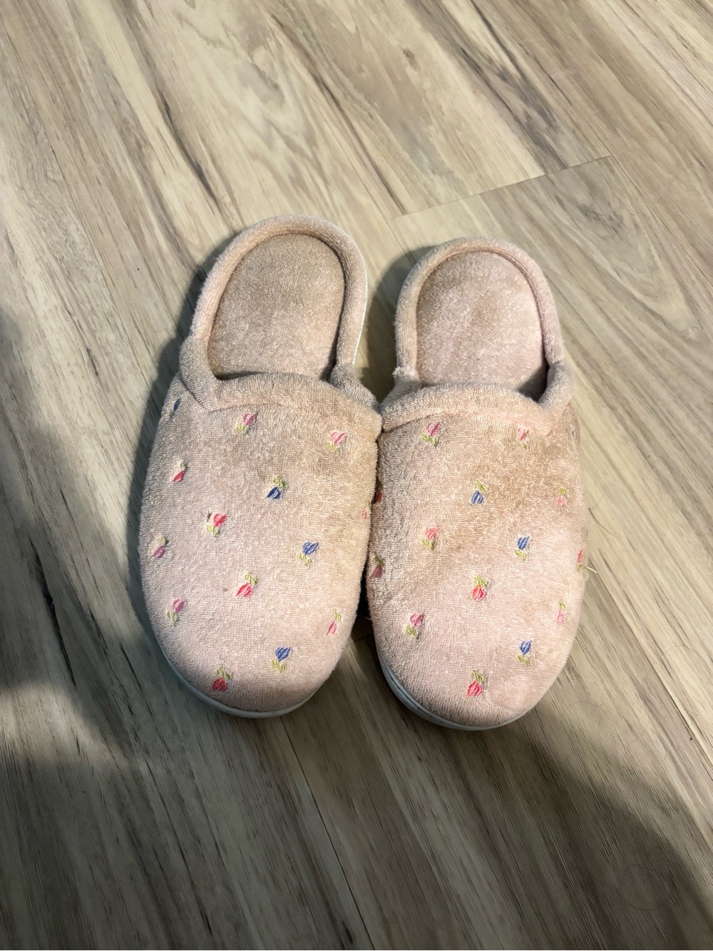 Isotoner Light Pink Embroidered Slip-On Slippers